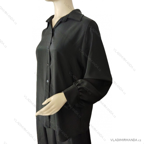 Košeľa elegantní dlhý rukáv dámska (M/L ONE SIZE) TALIANSKA MODA IM724004/DUR -   čierna
 -   M / L
