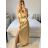 Šaty dlhé spoločenské na ramienka dámske (S/M ONE SIZE) TALIANSKA MÓDA IMPSH236505/DUR černá S/M/L