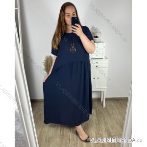 Šaty s príveskom krátky rukáv dámske nadrozmer (3XL/4XL ONE SIZE) TALIANSKA MÓDA IMWQ24085