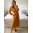 Šaty elegantné dlhé šifonové dlhý rukáv dámske (S/M ONE SIZE) TALIANSKA MÓDA IM424LEONA