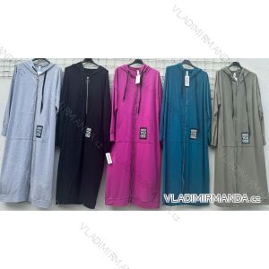 Mikina predĺžená na zips s kapucňou dlhý rukáv dámska nadrozmer (XL/2XL ONE SIZE) TALIANSKA MÓDA IMD24041