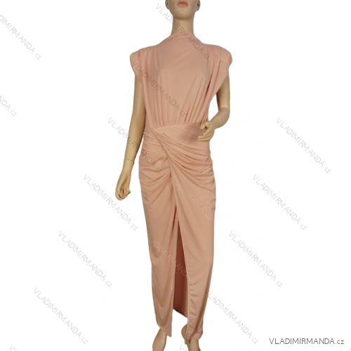 Šaty dlhé elegantné bez rukávov dámske (S/M ONE SIZE) TALIANSKA MÓDA IMWGS241026/DUR - ružová staroružová - S/M