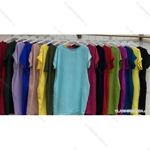 Šaty krátky rukáv dámske nadrozmer (4XL/5XL ONE SIZE) TALIANSKA MÓDA IMC24176
