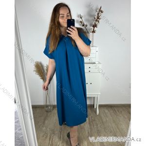 Šaty oversize maxi dlhé krátky rukáv dámske bavlnené (3XL/4XL/5XL ONE SIZE) Talianska Móda IM324VIKTÓRIA