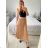 Sukňa dlhá skladaná s opaskom dámska (S/M/L ONE SIZE) TALIANSKA MóDA IM324050/DU -   béžová -   M / L