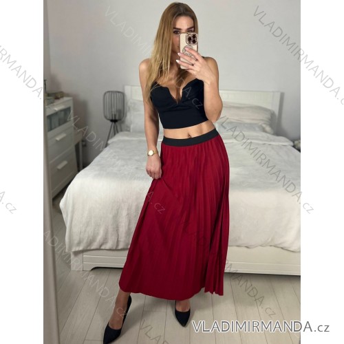 Sukňa dlhá skladaná (M/L ONE SIZE) TALIANSKA MóDA IM324BRITA/DUR -   vínová -   M / L