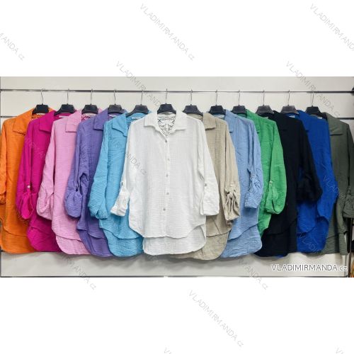 Košeľa mušelínová oversize dlhý rukáv dámske (S/M ONE SIZE) TALIANSKA MÓDA IMWM24079
