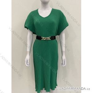 Šaty letné s opaskom krátky rukáv dámske nadrozmer (XL/2XL/3XL ONE SIZE) TALIANSKA MÓDA IMWM24113
