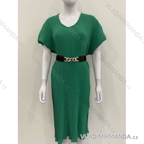 Šaty letné s opaskom krátky rukáv dámske nadrozmer (XL/2XL/3XL ONE SIZE) TALIANSKA MÓDA IMWM24113