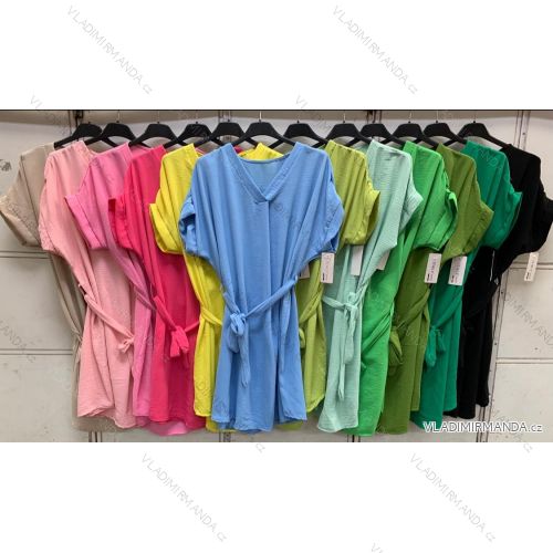 Šaty krátky rukáv dámske nadrozmer (2XL/3XL ONE SIZE) TALIANSKA MÓDA IMC24061