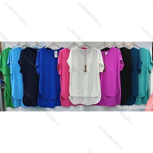 Tunika s príveskom krátky rukáv dámska nadrozmer (56/58 ONE SIZE) TALIANSKA MÓDA IMWQ24170