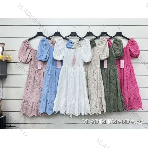 Šaty letné krajkové krátky rukáv dámske (S/M/L ONE SIZE) TALIANSKA MÓDA IMWCP24157