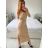 Šaty dlouhé dlouhý rukáv dámská (S/M ONE SIZE) ITALSKÁ MÓDA IMM23M29999/DU -   béžová -   S / M