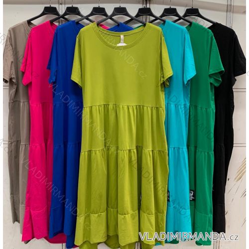 Šaty voľnočasové bavlnené letné krátky rukáv dámske (XL/2XL ONE SIZE) TALIANSKA MóDA IMC24068
