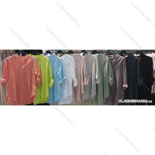 Košeľa ľanová dlhý rukáv dámska (S/M/L ONE SIZE) TALIANSKA MÓDA IMWCA24LEN