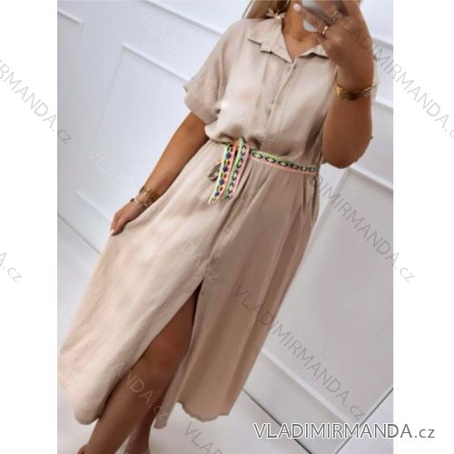 Šaty košeľové prodlžené krátký rukáv dámske (S/M ONE SIZE) TALIANSKA MÓDA IMWBH24052