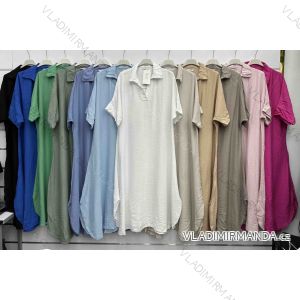 Šaty košeľové prodlžené krátký rukáv dámske (S/M/L ONE SIZE) TALIANSKA MÓDA IMWBH24059