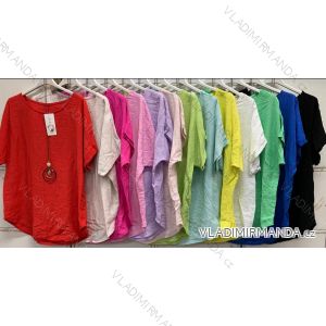 Tunika oversize krátky rukáv s príveskom nadrozmer (50/52 ONE SIZE) TALIANSKA MÓDA IMC24089