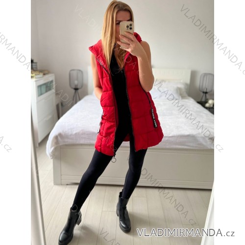 Vesta jarná tenká s kapucňou dámska (S-2XL) TALIANSKA MÓDA PMWB23B218135-C/DUR -   červená -   S