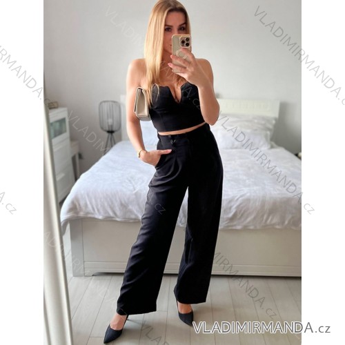 Nohavice dlhé elegantné dámske (S-XL) TALIANSKA MÓDA IMWAA24057/DU -   čierna
 -   L