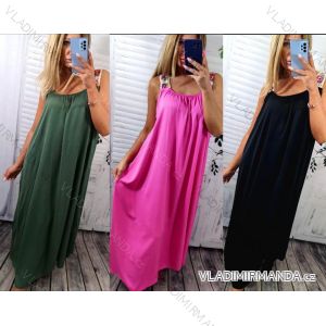 Šaty dlhé letné na ramienka dámske nadrozmer (56/58 ONE SIZE) TALIANSKA MÓDA IMWT24041