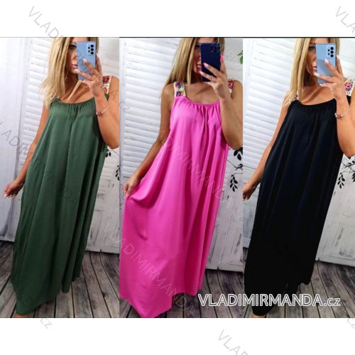 Šaty dlhé letné na ramienka dámske nadrozmer (56/58 ONE SIZE) TALIANSKA MÓDA IMWT24041