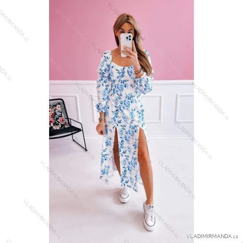 Šaty dlhé letný dlhý rukáv dámske (S/M/L ONE SIZE) TALIANSKA MÓDA IMWCN24026