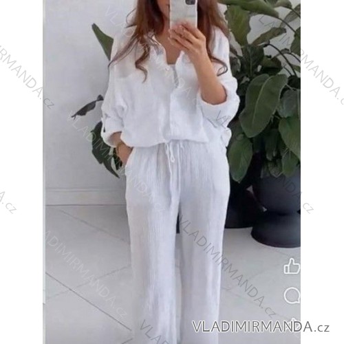Súprava mušelínová košeľa a nohavice dámska (S/M/L ONE SIZE) TALIANSKA MÓDA IMWBH24013/DUR -   biela -   M / L