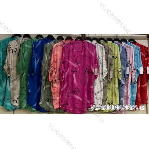Šaty košeľové letné 3/4 dlhý rukáv dámske nadrozmer (56/58 ONE SIZE) TALIANSKA MÓDA IMC24216