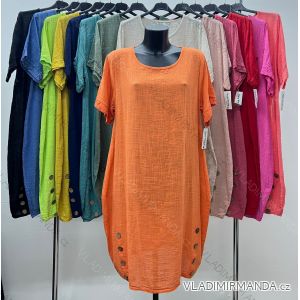 Šaty letné krátky rukáv dámske nadrozmer (50/52 ONE SIZE) TALIANSKA MóDA IM424293