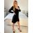 Šaty elegantný dlhý rukáv dámska (S/M ONE SIZE) TALIANSKA MÓDA IMM23M8736/DU petrolejová S/M
