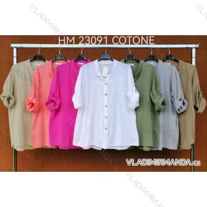 Košeľa bavlnená dlhý rukáv dámska (S/M/L ONE SIZE) TALIANSKA MÓDA IMWCA24034