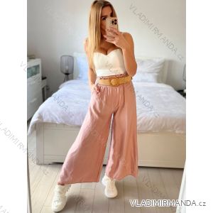 Nohavice dlhé letné s opaskom dámske (S/M ONE SIZE) TALIANSKA MÓDA IMM23M5639/DU