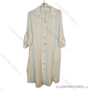 Šaty lněné dlhé košeľové dlhý rukáv dámske nadrozmer (46/48) TALIANSKA MÓDA IMWEC24049