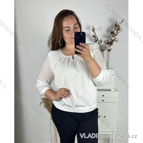 Tunika halecka dlouhý rukáv  nadrozmerné (L-4XL) POĽSKÁ MÓDA PMF24HELA/DU -   biela -   5XL