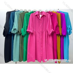 Šaty košeľové dlhý rukáv dámske nadrozmer (44/46 ONE SIZE) TALIANSKA MÓDA IM424091