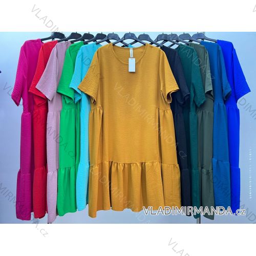 Šaty voľnočasové krátky rukáv dámske nadrozmer (50/52 ONE SIZE) TALIANSKA MÓDA IM4240102