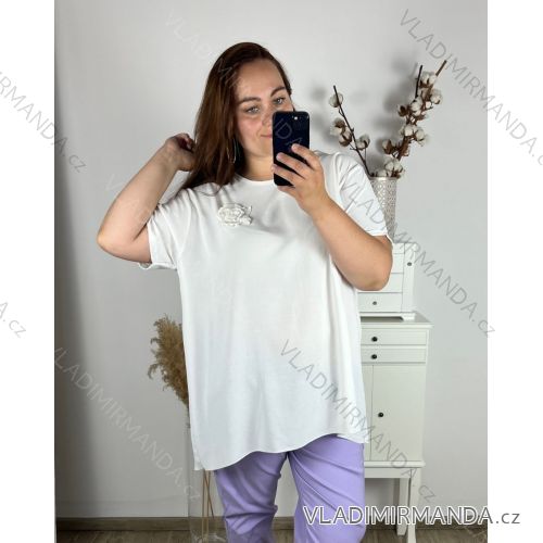 Tunika krátky rukáv dámska nadrozmer (3XL/4XL ONE SIZE) TALIANSKA MÓDA IMWQ24101/DR 3XL / 4XL biela
