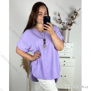 Tunika s príveskom krátky rukáv dámska nadrozmer (3XL/4XL ONE SIZE) TALIANSKA MÓDA IMWQ24079/DUR