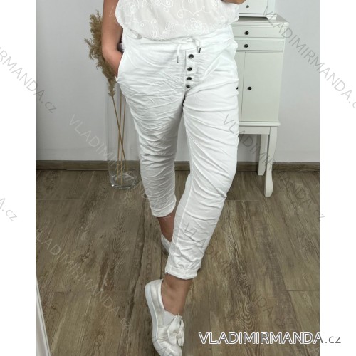 Nohavice strečové dámske nadrozmer (2XL/3XL ONE SIZE) TALIANSKA MODA IM424LILI/DR 2XL/3XL biela
