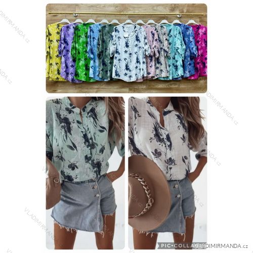 Košeľa krátky rukáv dámska (S/M ONE SIZE) TALIANSKA MÓDA IMWBL24018