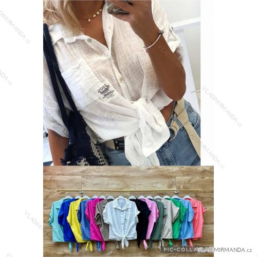 Košeľa krátky rukáv dámska (S/M ONE SIZE) TALIANSKA MÓDA IMWBL24028