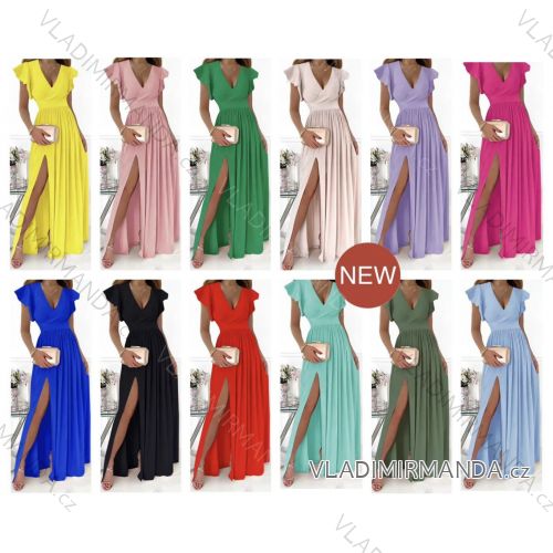 Šaty dlhé elegantné letné bez rukávov s volánikmi dámske (S/M ONE SIZE) TALIANSKA MÓDA IMWB24003