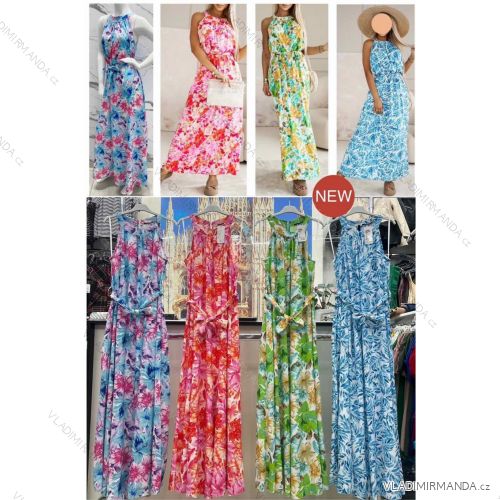 Šaty dlhé letné bez rukávov dámske (S/M ONE SIZE) TALIANSKA MÓDA IMWB24035