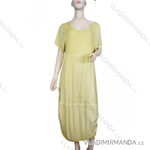 Šaty oválne letné voľnočasové oversize krátky rukáv dámske (XL/2XL/3XL ONE SIZE) TALIANSKA MÓDA IM422510/DUR -   žlutá -   2XL/3XL
