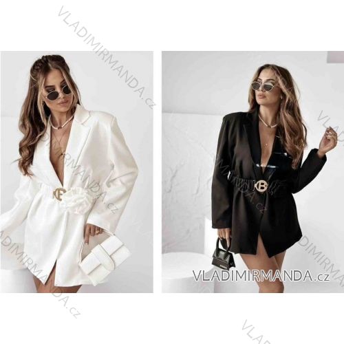 Šaty elegantné kabátikové s opaskom dlhý rukáv dámske (S/M ONE SIZE) TALIANSKA MÓDA IMWBB24223