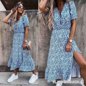 Šaty dlhé letné krátky rukáv dámske (S/M ONE SIZE) TALIANSKA MÓDA IMWAE24249