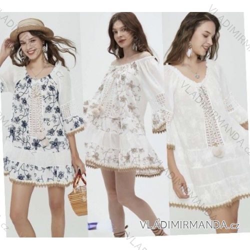 Šaty letné 3/4 dlouhý rukáv dámske (S/M/L ONE SIZE) TALIANSKA MÓDA IMWBS24267