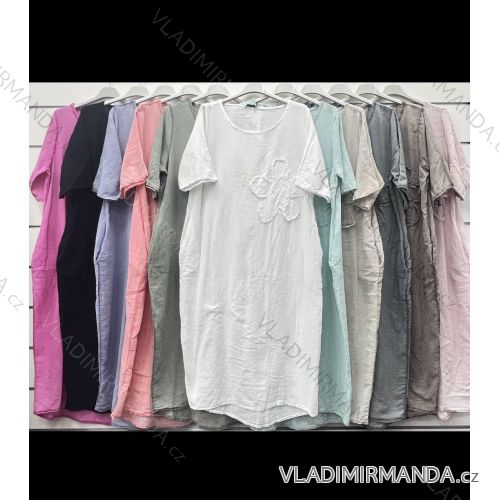 Šaty letné krátke rukáv dámske nadrozmer (42/44/46 ONE SIZE) TALIANSKA MÓDA IMWCP24173