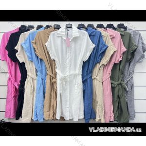 Šaty letné košeľové krátky rukáv dámske (S/M/L ONE SIZE) TALIANSKA MÓDA IMWCP24179